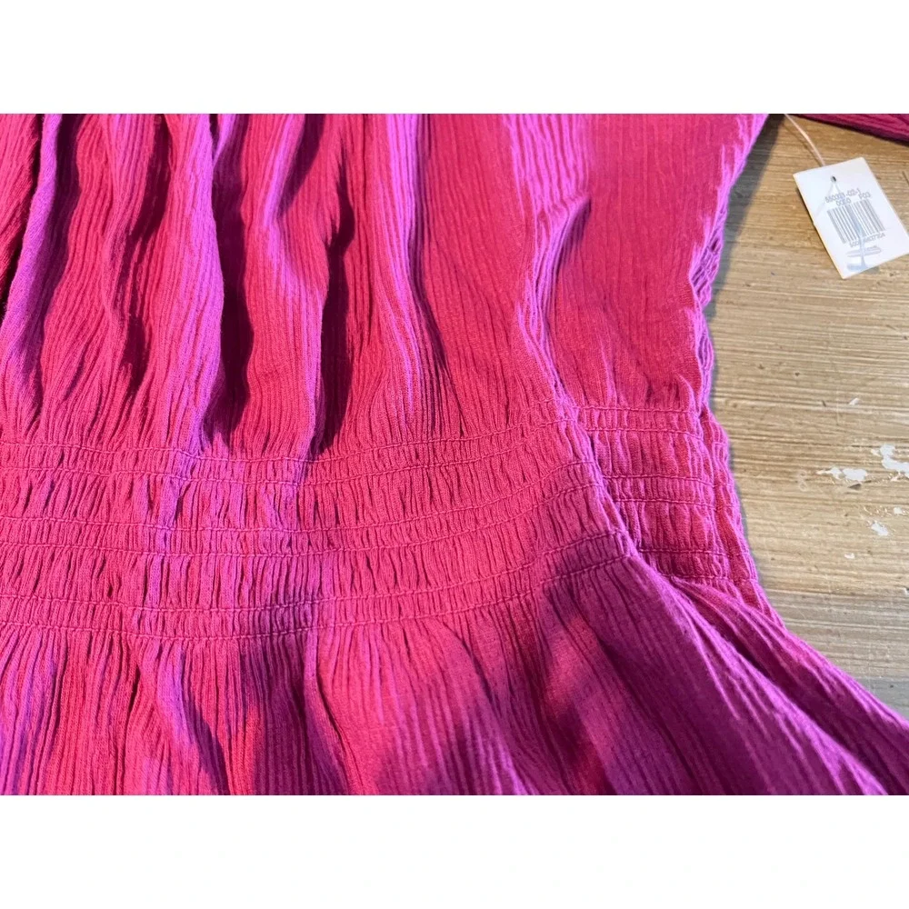 NEW Old Navy XS Pink Puff-Sleeve‎ Smocked Babydoll Blouse Boysenberry Juice Pink